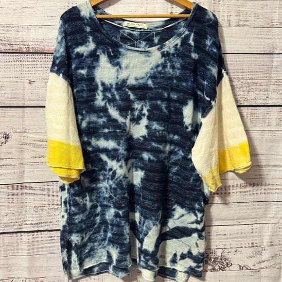 FREE PEOPLE We The Free "Blue Blue Indigo Combo" Tie Dye Tee - Picture 3 of 9